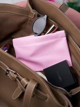 Kleine rosa Kosmetiktasche mit Magnetverschluss